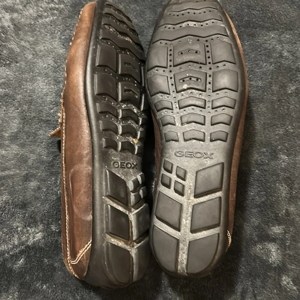 Geox Brown Leather Slip-On Loafers with Classic Stitching